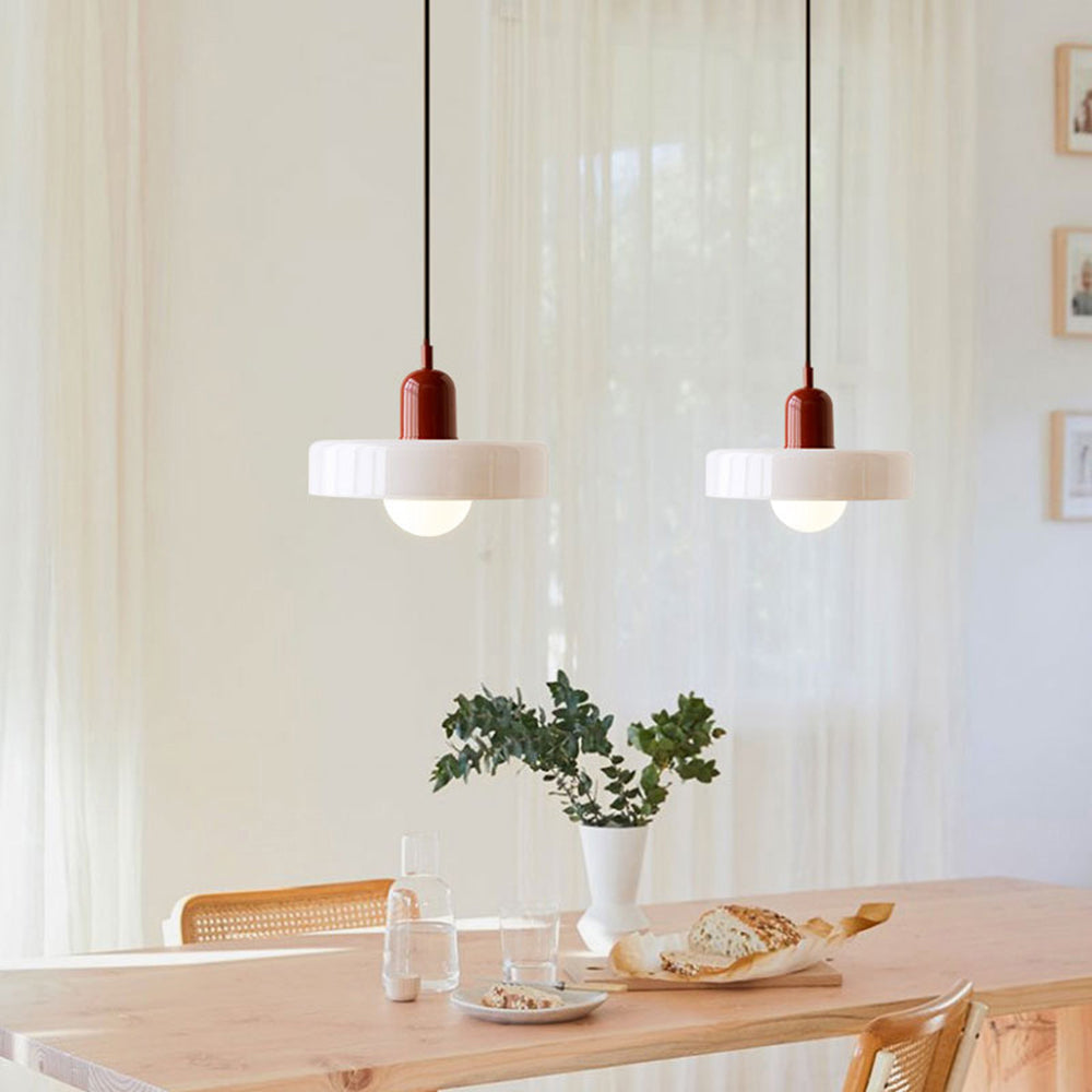 BowLift | Bauhaus Pendant Light | Colored Glass, Adjustable Height & Ideal for Dining Rooms and Modern Interiors