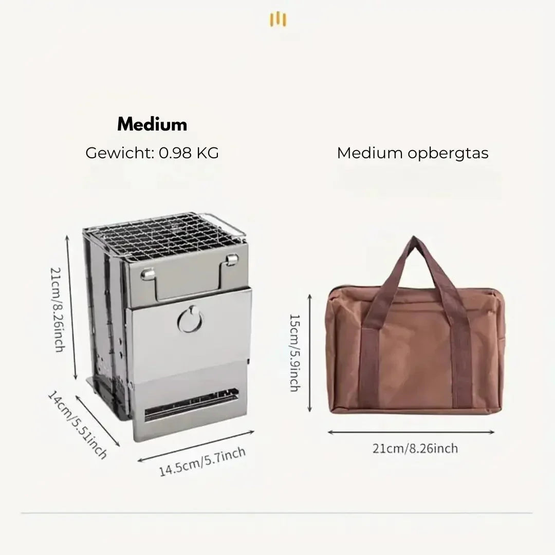 BowLift | Foldable stainless steel wood stove – Portable camping cooker for outdoor cooking