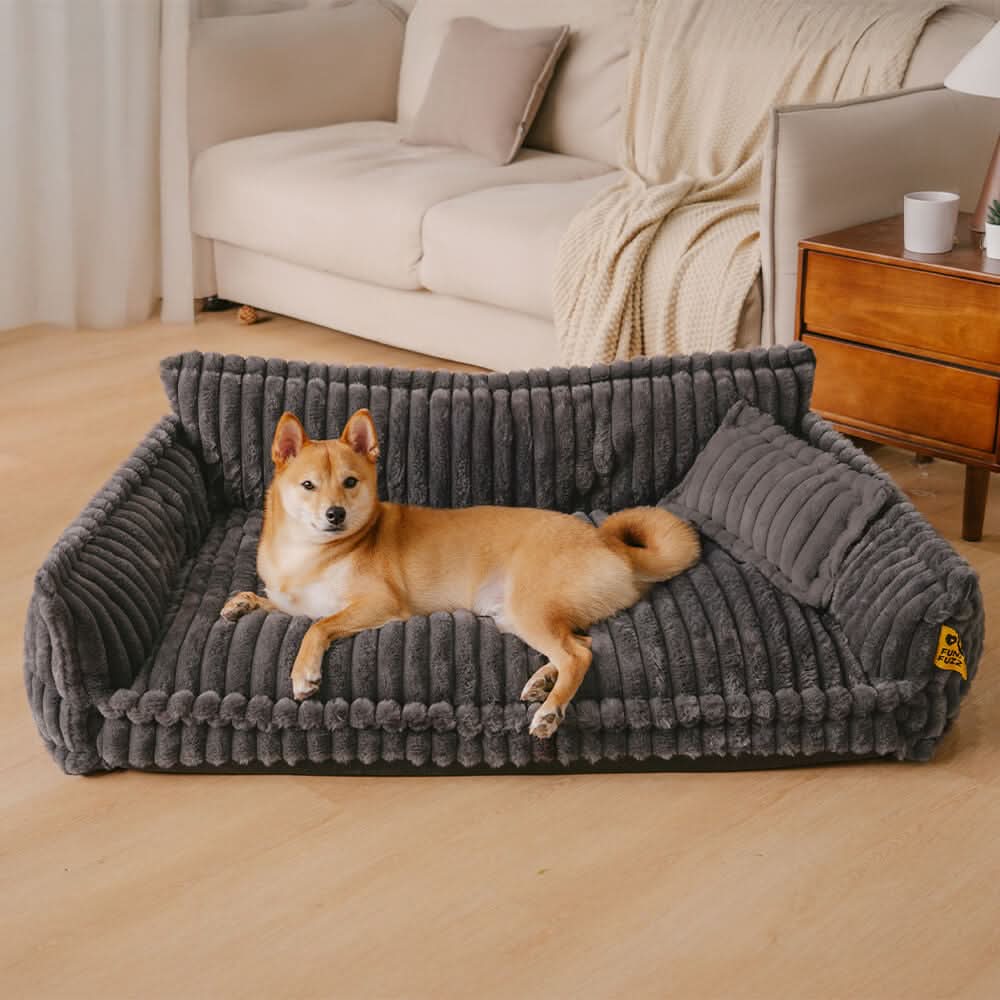 BowLift | Joint-friendly dog cushion with headrest & plush cover