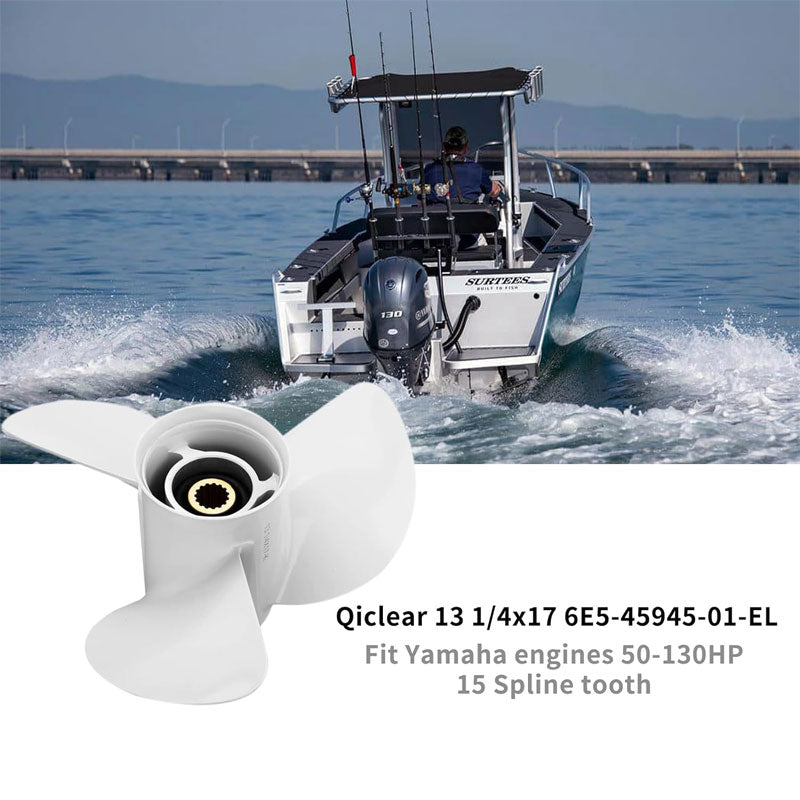 BowLift | Upgraded Aluminum Outboard Motor Boat Propeller Fits Yamaha Engine 60-115 HP, White Three Blade