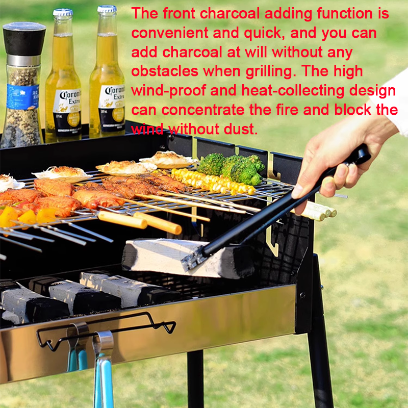 BowLift | Three-speed temperature-adjustable windproof grill German craft barbecue rack outdoor stainless steel folding carbon grill portable assembly courtyard barbecue rack