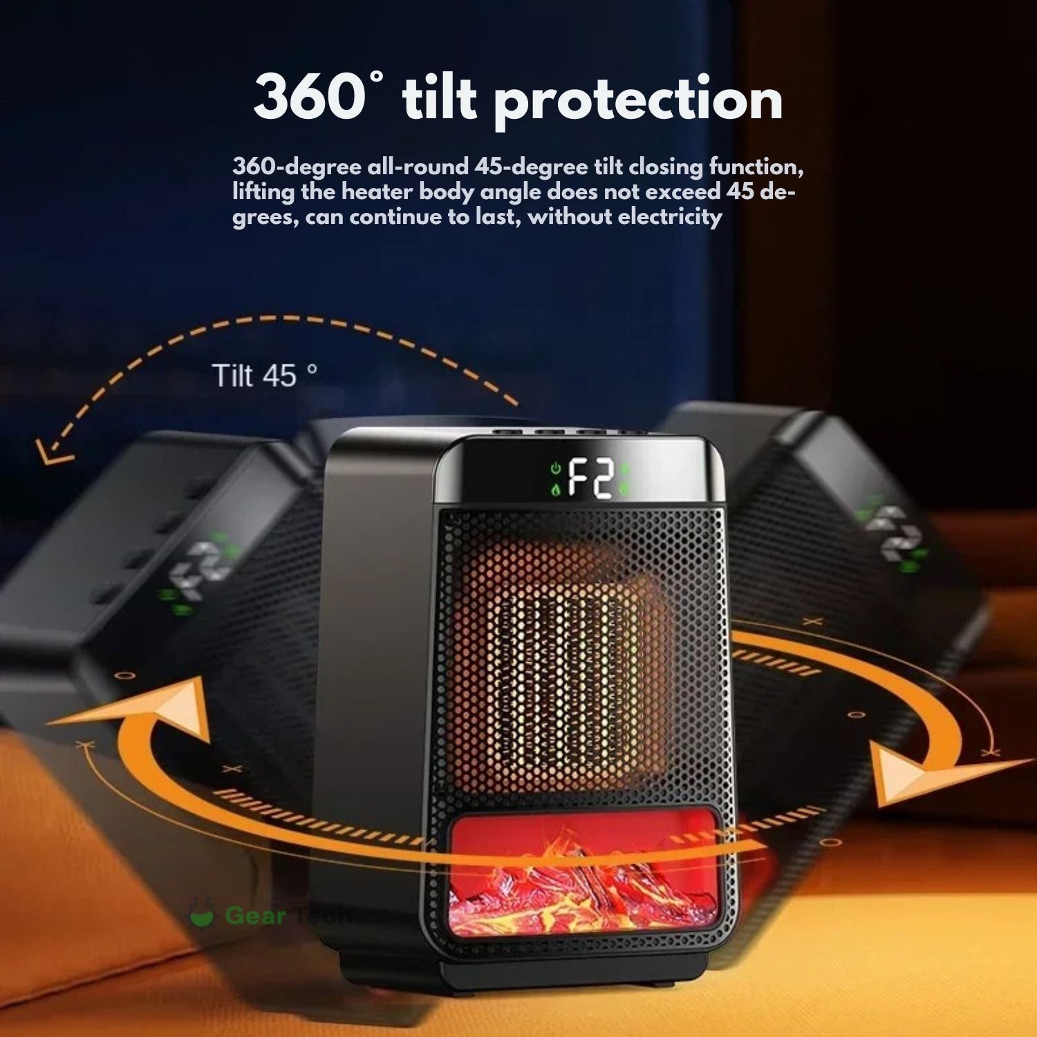 BowLift | 3D Dynamic Flame Electric Heater | 1500W Portable, ECO-Friendly & Fast Heating for Bathroom and Home Use