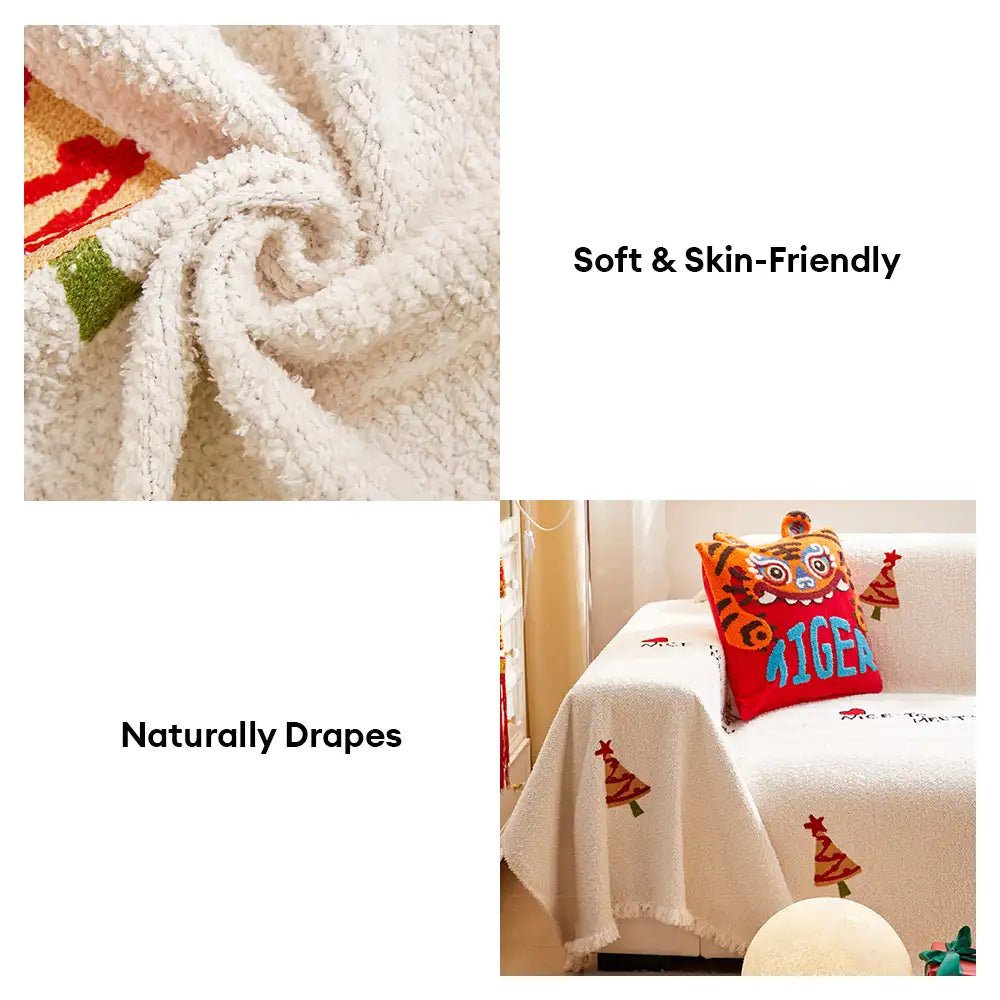 BowLift | Christmas plush sofa blanket with festive tree design and ultra-soft comfort