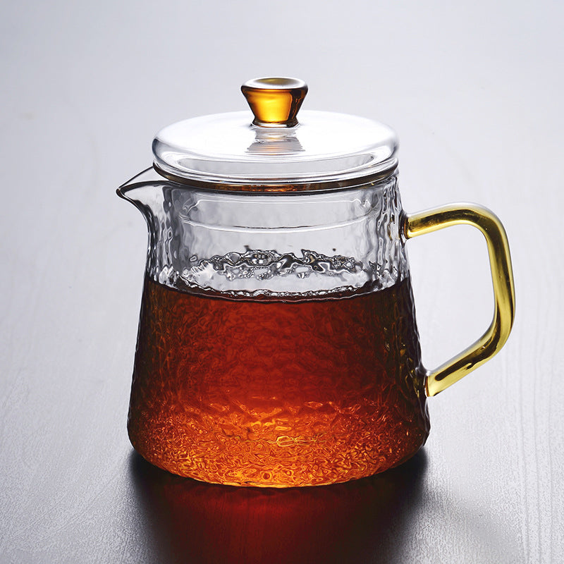 BowLift | Pindefang Glass Teapot with Infuser | Handcrafted Heat-Resistant Teapot with Golden Handle