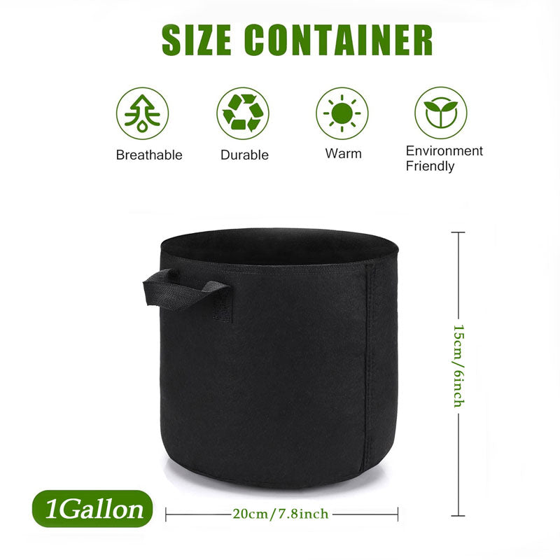 BowLift | 1 Gallon Felt Planting Bag, Garden Greenhouse Flower Pot Non-Woven Fabric