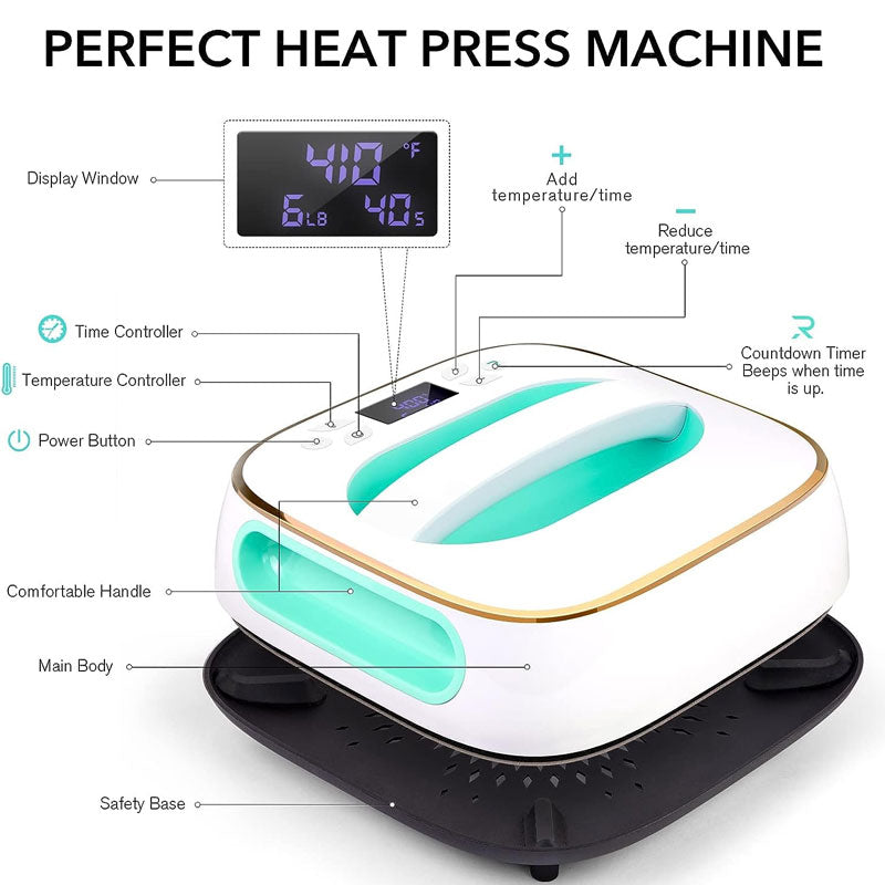 BowLift | T-Shirt Heat Press, 10"X10 Portable Heat Press, Sublimation Iron, Easy To Iron, For Hats, Bags, Heat Transfer Projects