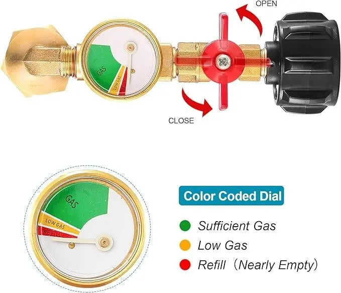 BowLift | Propane injection shop adapter – Brass tank gauge with safety valve