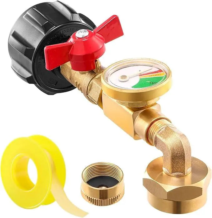 BowLift | Propane injection shop adapter – Brass tank gauge with safety valve