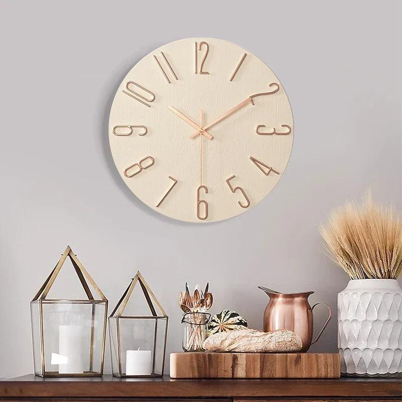 BowLift | Frameless Wall Clock Made of Wood – Nordic Minimalist Silent Clock for Modern Home Decor