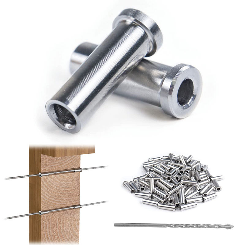 BowLift | 100PCS T316 Stainless Steel Protector Sleeves,Cable Railing Kit Hardware Cable Railing Protector Sleeve for 1/8" Wire Rope Wood Posts