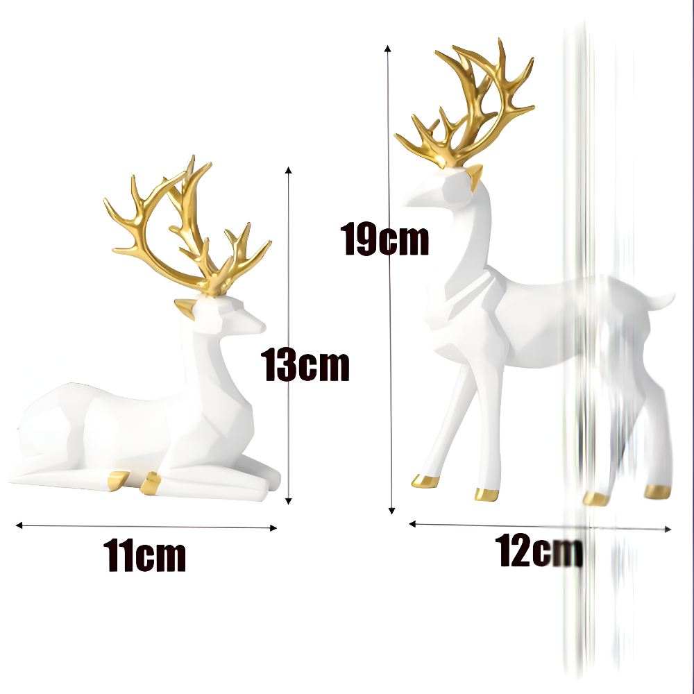 BowLift | Geometric Reindeer Figurine Set – Modern 2-piece Resin Decoration