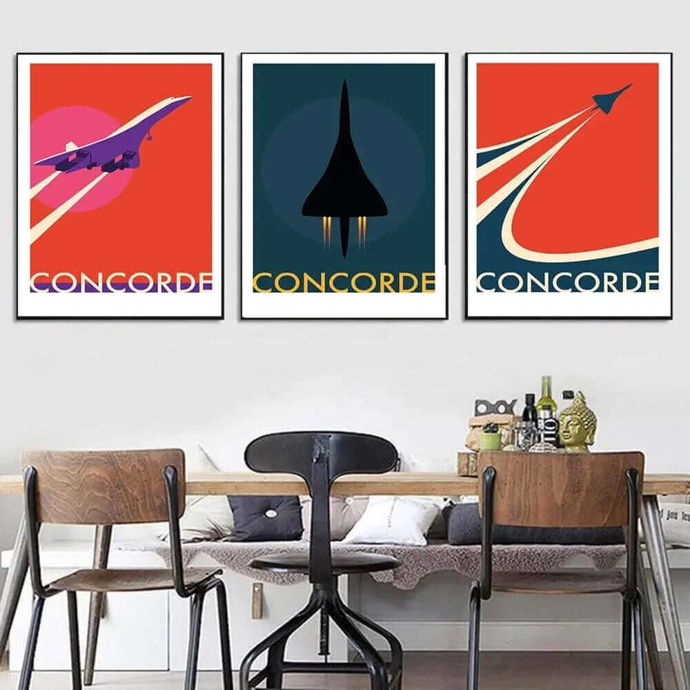BowLift | Retro Concorde Airplane Poster on Canvas