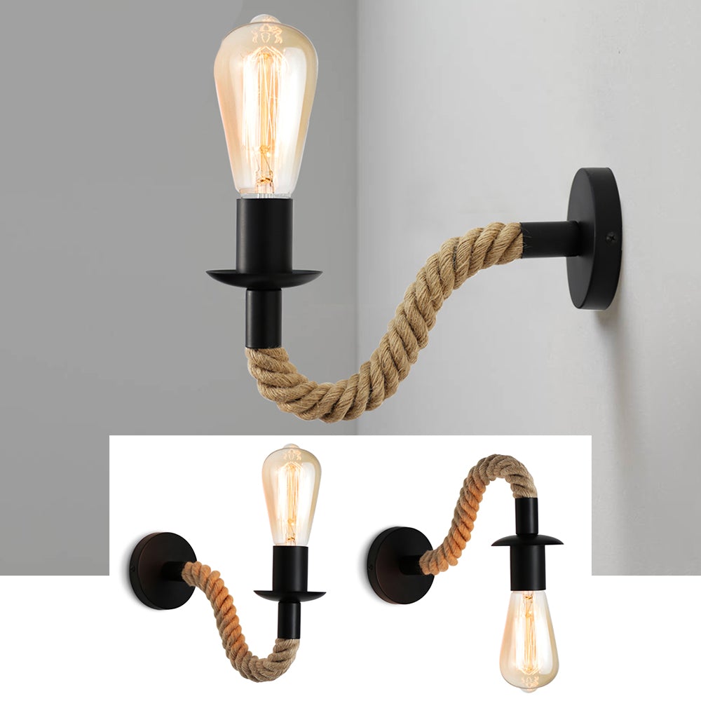 BowLift | Retro Hemp Rope Industrial Loft Wall Lamp