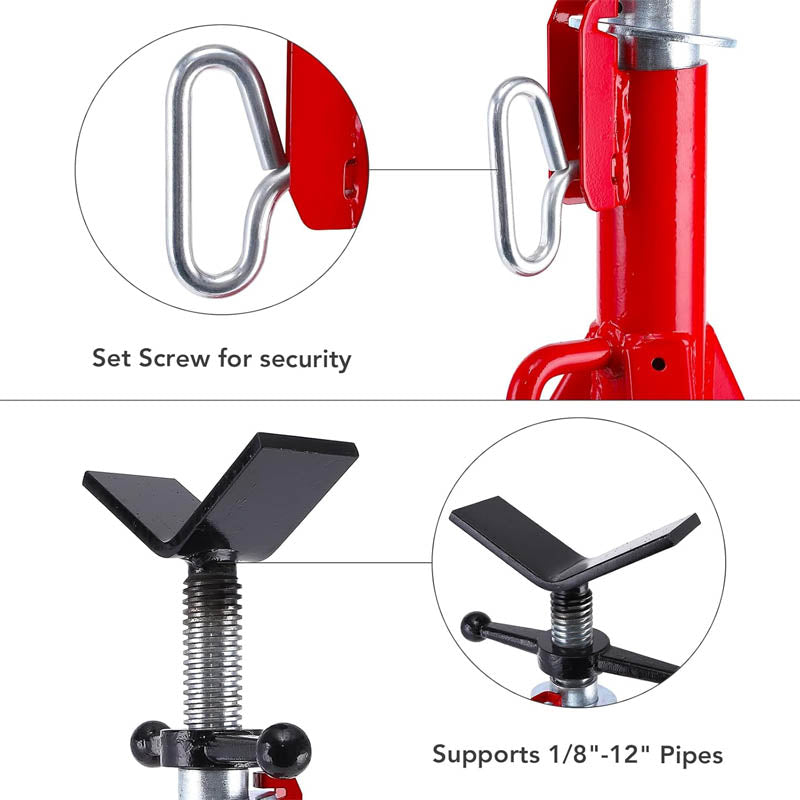 BowLift | V Roller Head Pipe Stand 28-52 Inch Adjustable Height 1/8"-12" Capacity Heavy Duty Carbon Steel Body  2500 lb Load Capacity