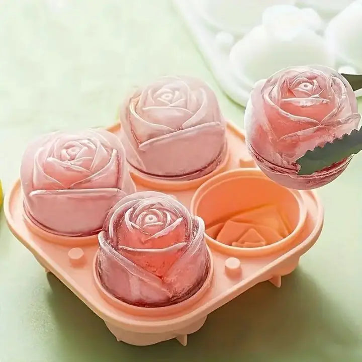 BowLift | Rose Ice Cube Mould – 3D Silicone for Elegant Ice Cubes (4 Grid)