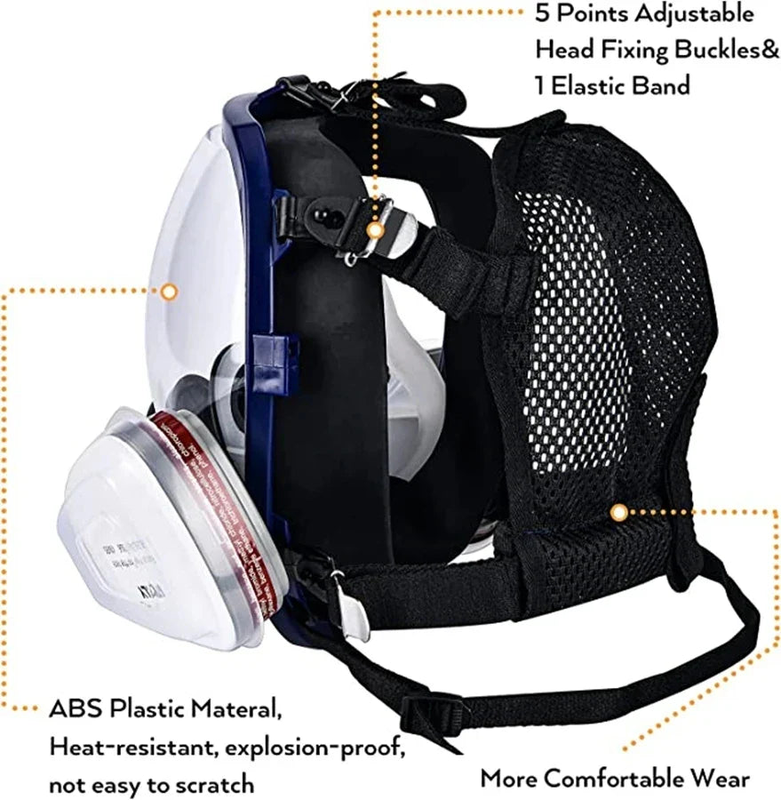 BowLift | Full Face Respirator Mask with Anti-Fog Lens and Industrial Gas Filters