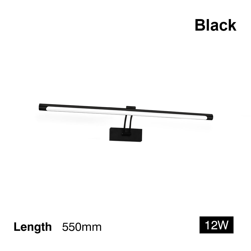 BowLift | 80-100cm LED wall lamp - Modern black/silver wall light for the bathroom, internally mounted picture light