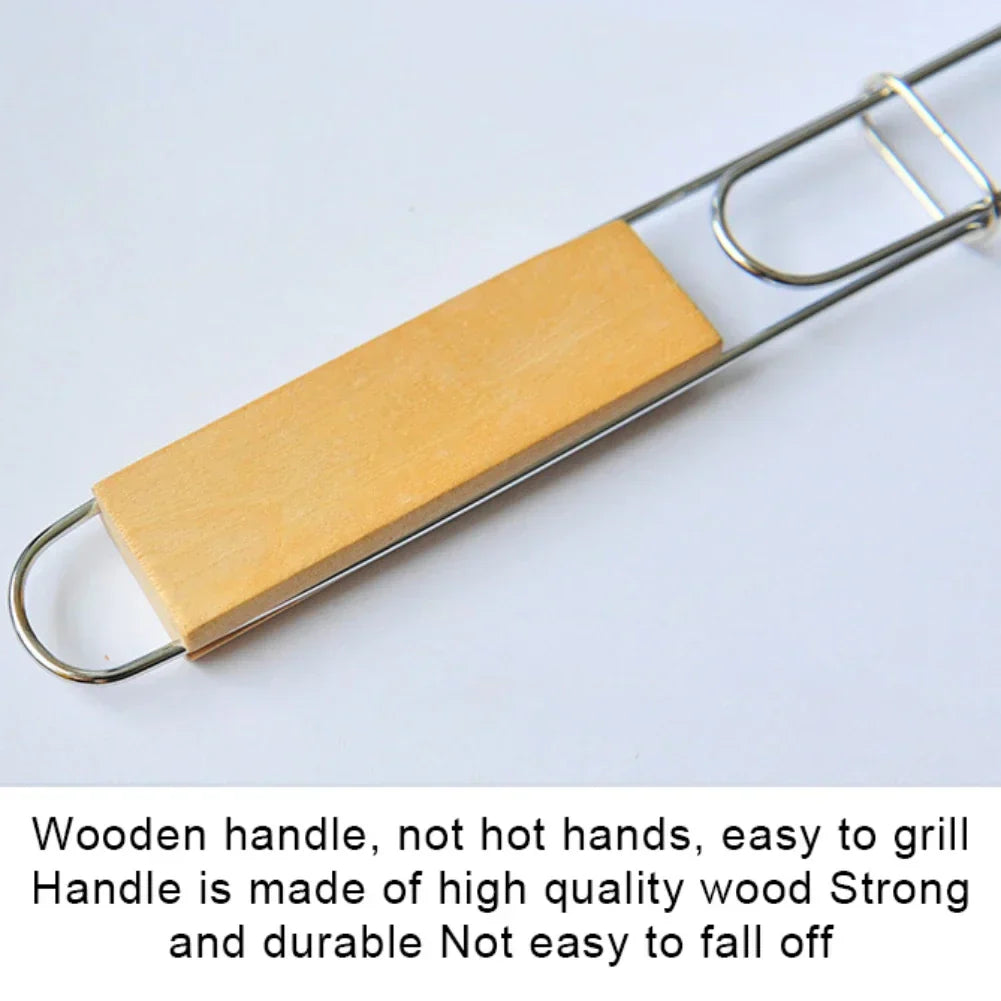 BowLift | GrillFold FlexClip | Non-stick & Compact | With Wooden Handle | For Fish & Vegetables
