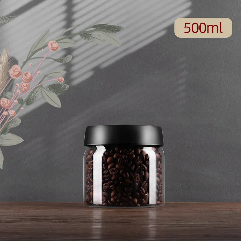 BowLift | GIANXI Vacuum Sealed Jug, Coffee Beans, Glass, Airtight Canister, Food, Grains, Sweets, Fresh Keeping Container, Kitchen Accessories