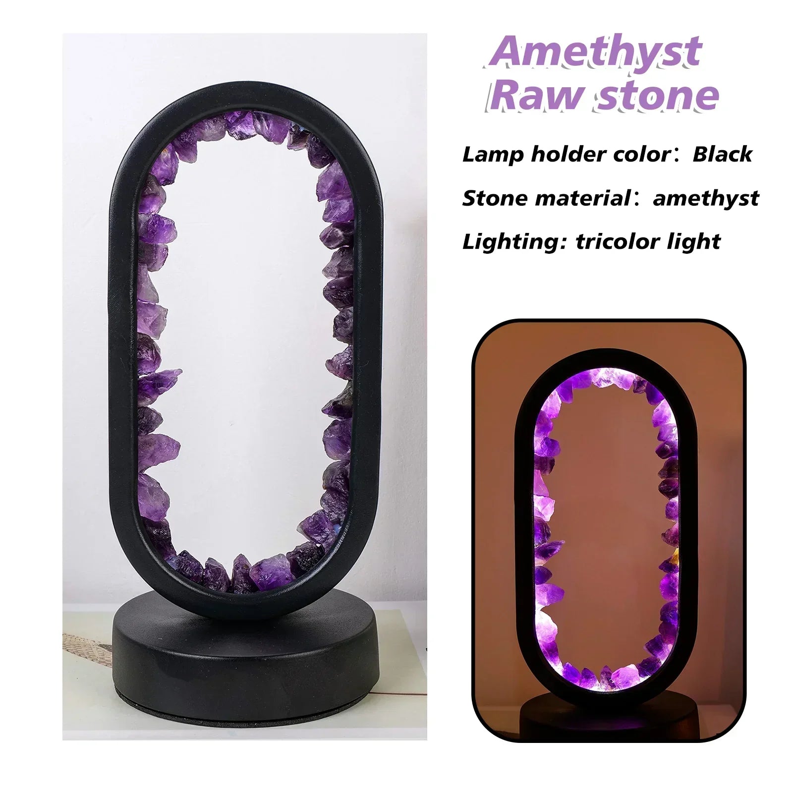 BowLift | AuraStone | Natural Calming Amethyst Serenity Lamp