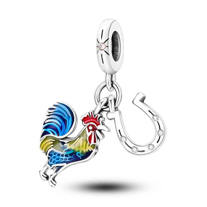 BowLift | 925 Silver Golden Leopard Charms Beads Colorful Chameleon Rhinoceros Lion Scarab Cat Pendant Compatible with Original Pandora Bracelet Jewelry