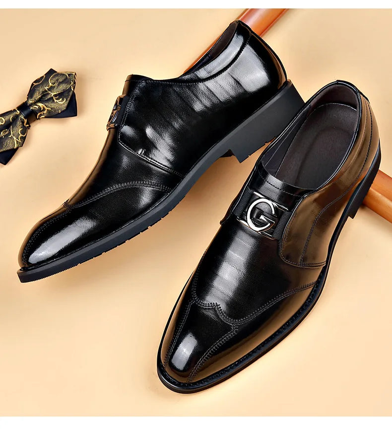 BowLift | Men's Leather Shoes Stylish Men's Shoes Pointed Oxford Wedding Leather Men's Dress Shoes Gentleman Office Man Shoe