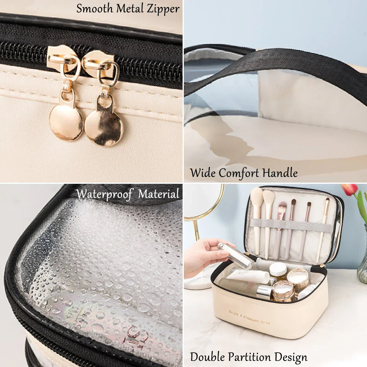 BowLift | Cosmavera Cosmetic Bag | 2-in-1 Design | Transparent & Waterproof | For Travel & Everyday