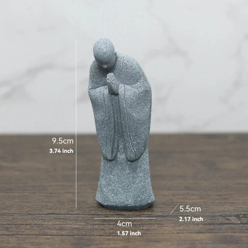 BowLift | Buddha Stone Statue Small Buddhist Monks Tibetan Buddhism Figures Zen Garden Ornament Meditation Home Aquarium Decoration