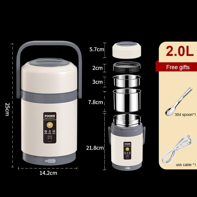 BowLift | USB Heated Stainless Steel Food Warmer Lunch Box