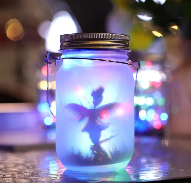 BowLift | Glass Fairy Lamp - Solar Mason Jar Lantern, IP65 Waterproof Outdoor Hanging Light