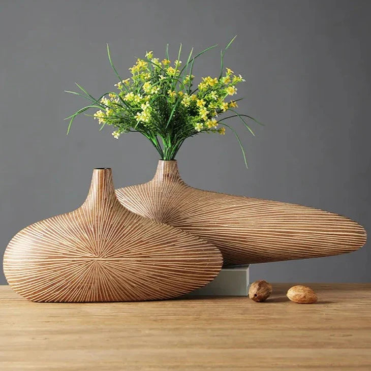 BowLift | ClayAura Sahara Sculptured Vase | Handmade | Modern Decor for Home | Elegant Design