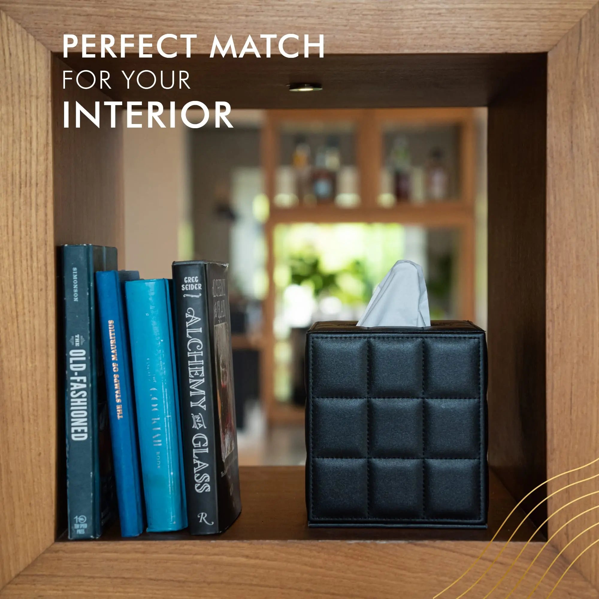 BowLift | Modern Tissue Box Holder Square, Napkin Holder Pump Paper Case Dispenser, Facial Tissue Box Cover for Home Bathroom Office Desk