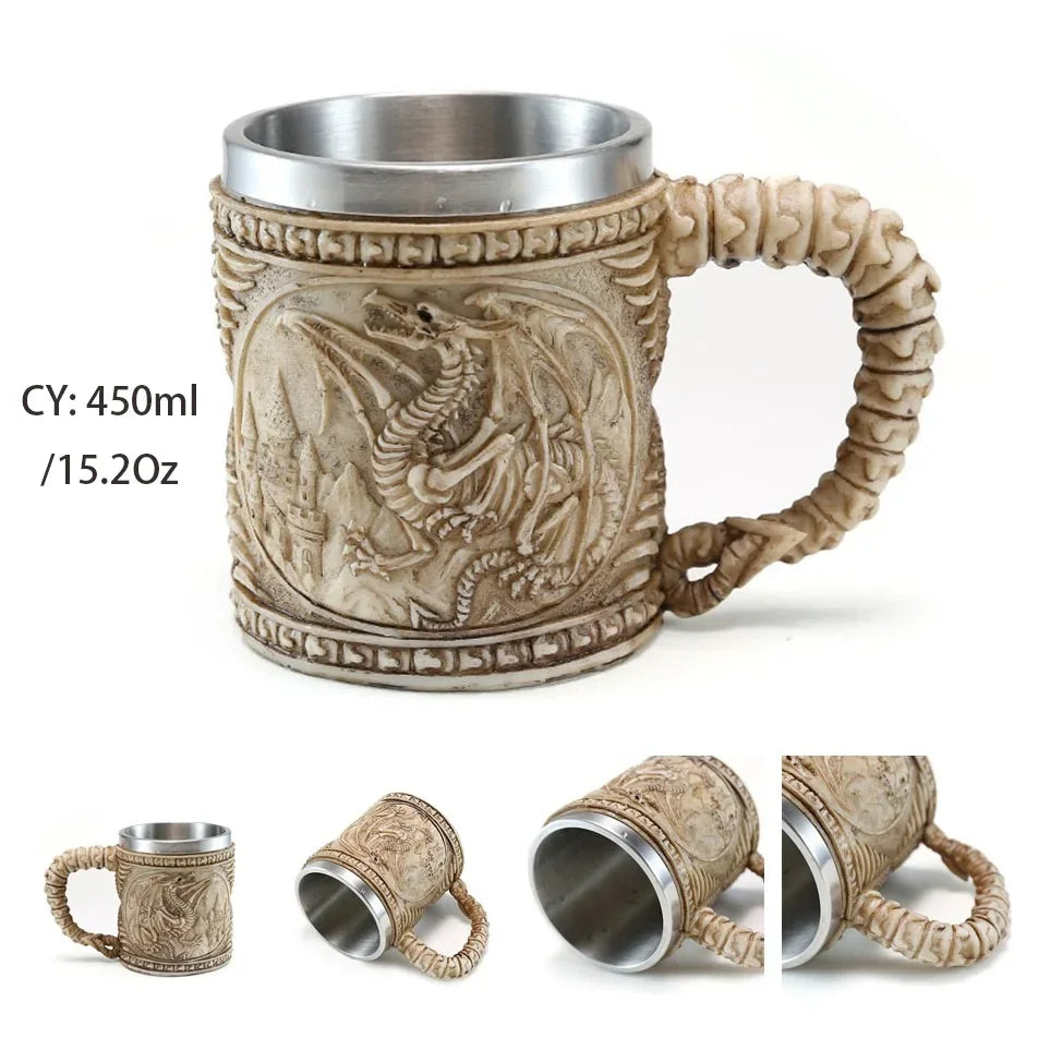 BowLift | Medieval Dragon Resin Stainless Steel Mug as Coffee Mug or Tea Mug