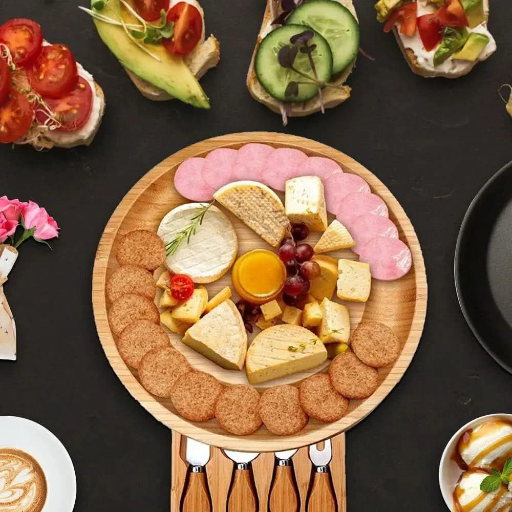 BowLift | CheeseMate – Round Bamboo Cheese Board