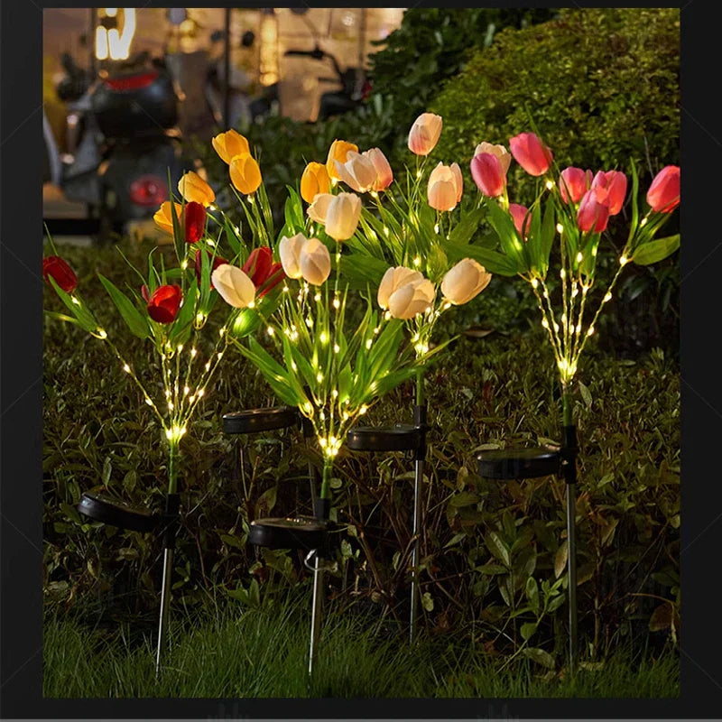 BowLift | GlowPetal Solar tulip | Decorative light for garden & balcony | LED light & weatherproof | Tulip shape with solar panel
