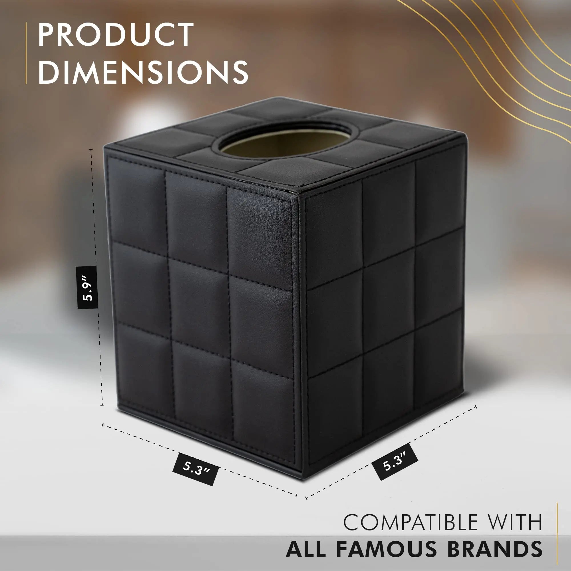 BowLift | Modern Tissue Box Holder Square, Napkin Holder Pump Paper Case Dispenser, Facial Tissue Box Cover for Home Bathroom Office Desk