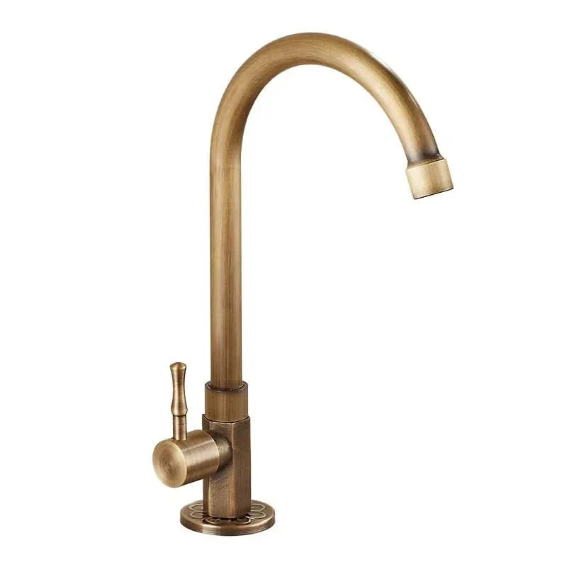 BowLift | Antique brass swan neck tap for kitchen