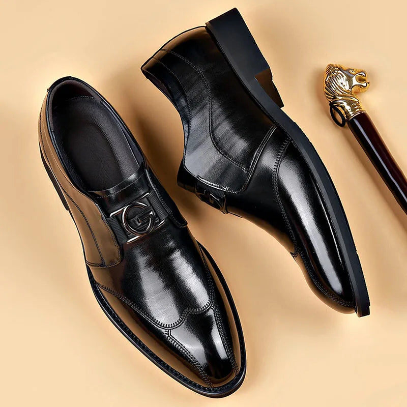 BowLift | Men's Leather Shoes Stylish Men's Shoes Pointed Oxford Wedding Leather Men's Dress Shoes Gentleman Office Man Shoe