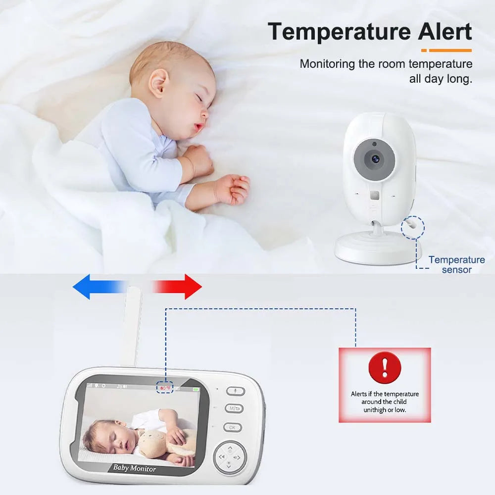 BowLift | 3.5-Inch Video Baby Monitor with Night Vision, Temperature Display and Two-Way Audio