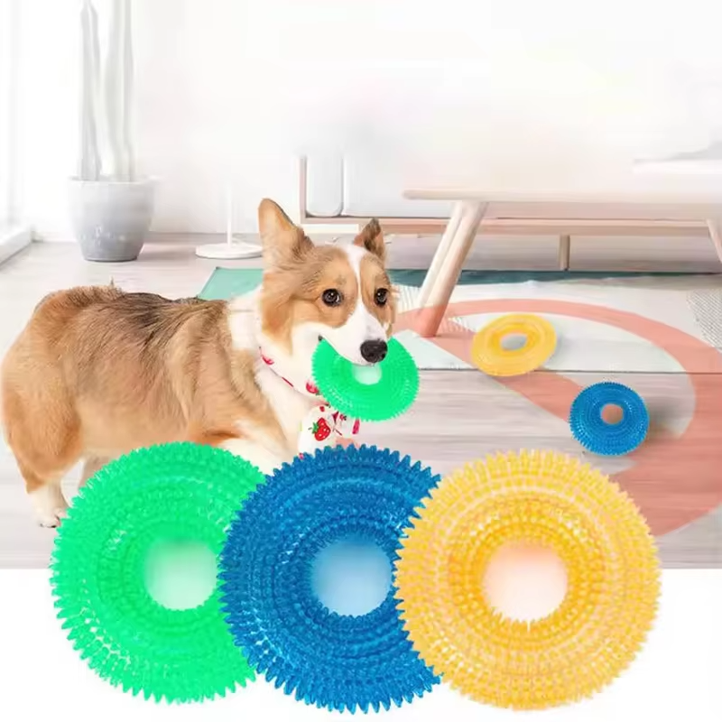 BowLift | Durable Interactive Squeaky Dog Training Ring - TPR Rubber Teeth Cleaner