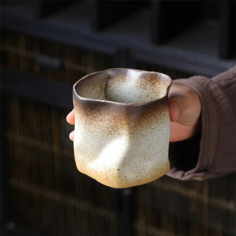BowLift | Irregular twisted shape cup 9.47 ounces/280 ml ceramic coffee tea cup without handle polychromatic creative ceramic mugs coffee mugs retro