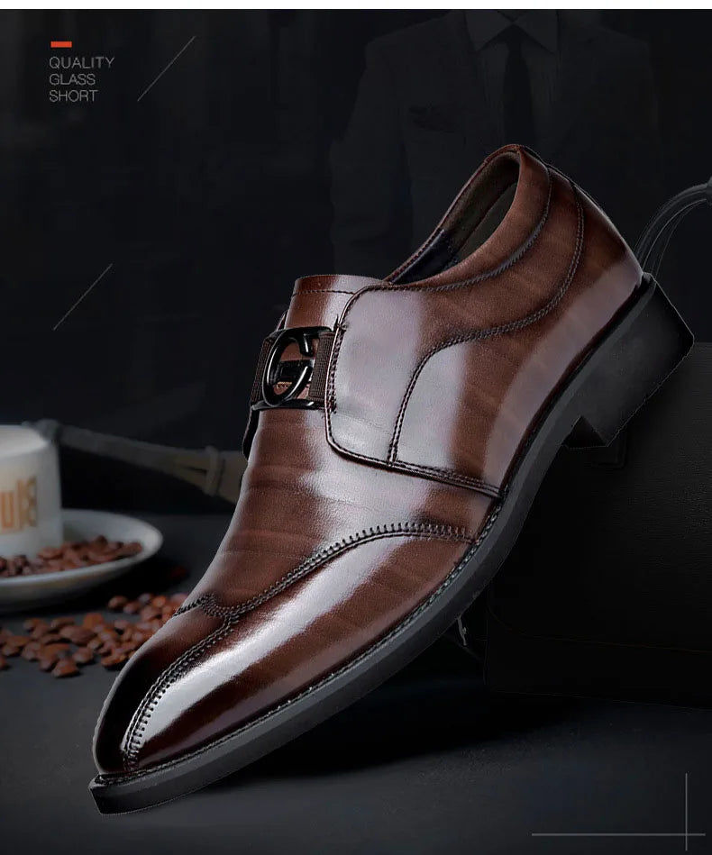 BowLift | Men's Leather Shoes Stylish Men's Shoes Pointed Oxford Wedding Leather Men's Dress Shoes Gentleman Office Man Shoe