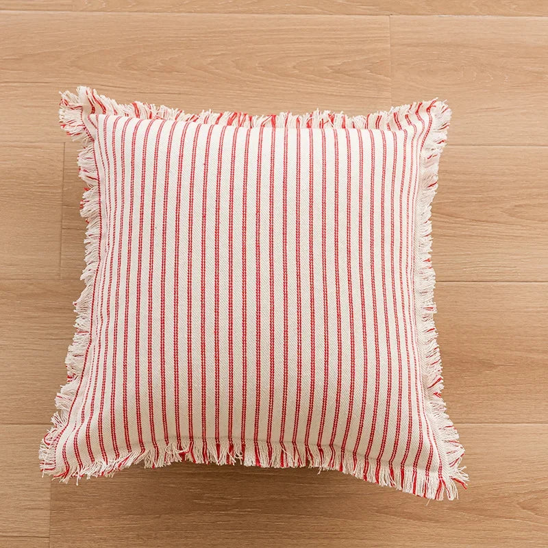 BowLift | Elegant Pillowcase with Jacquard Pattern and Fringes - Cotton-Linen Blend