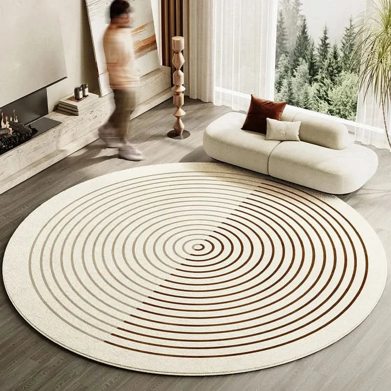BowLift | Japanese Style Round Striped Rug Thick Washable with Non-Slip Backing