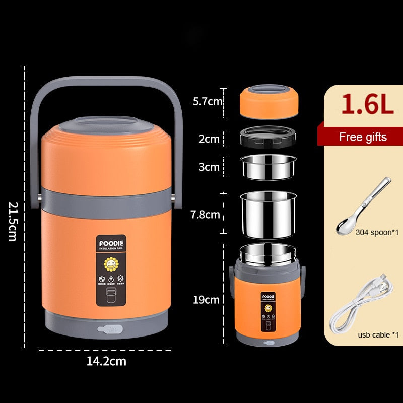 BowLift | USB Heated Stainless Steel Food Warmer Lunch Box