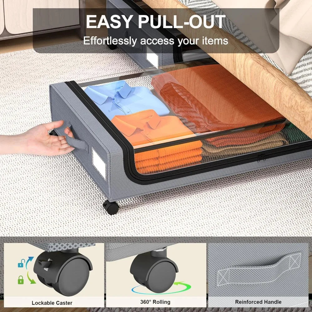 BowLift | Underbed Storage Stackable Wheeled Box Organizer