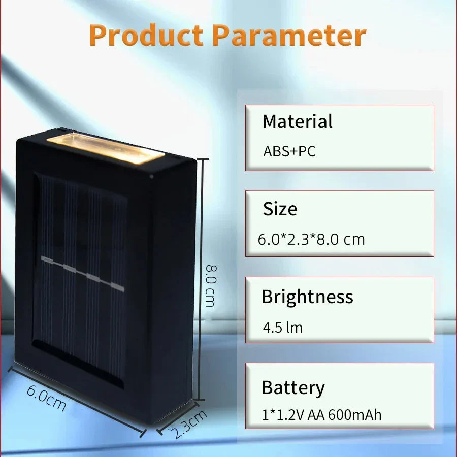 BowLift | Waterproof LED Solar Wall Lamp: Up and Down Lighting for Balcony, Garden, Street and Landscape