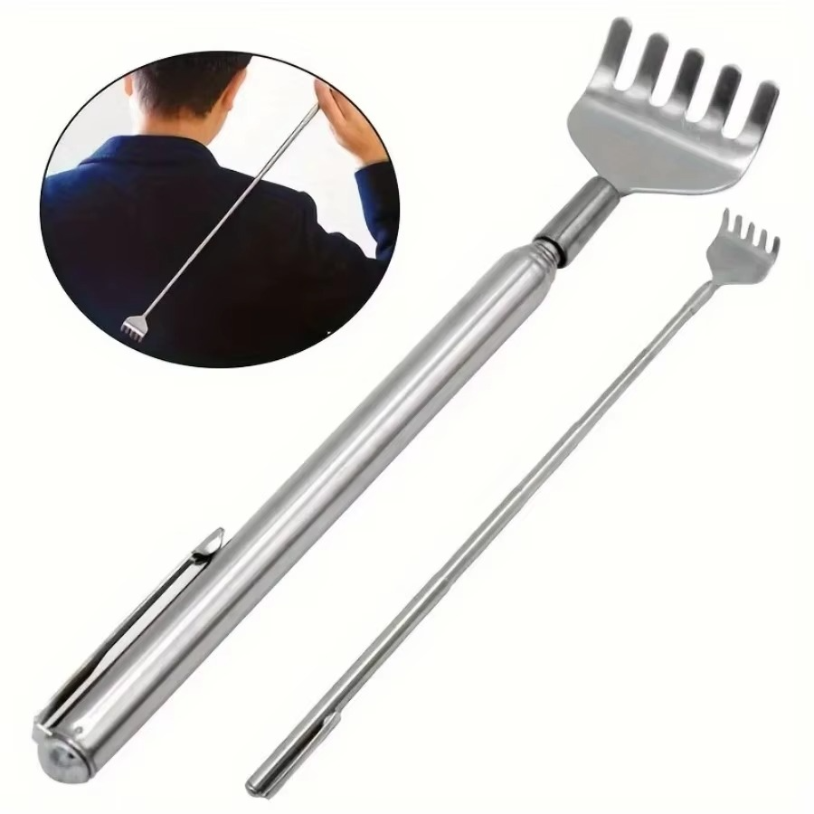 BowLift | Deluxe Silver Telescopic Back Scratcher, Extendable and Portable Relief Tool