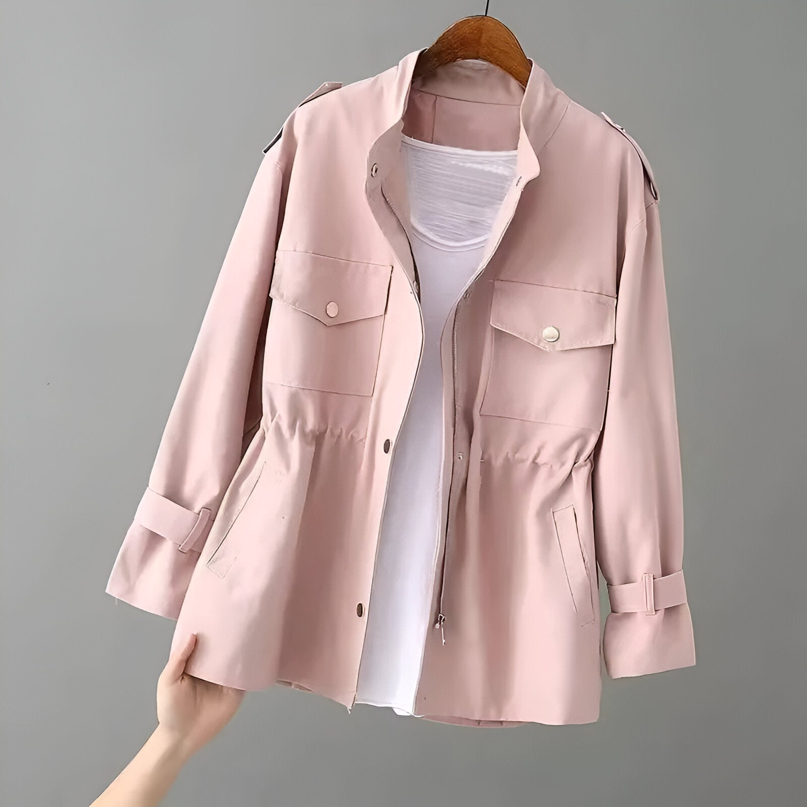 Water-Resistant Rain Coat with Cinched Waist