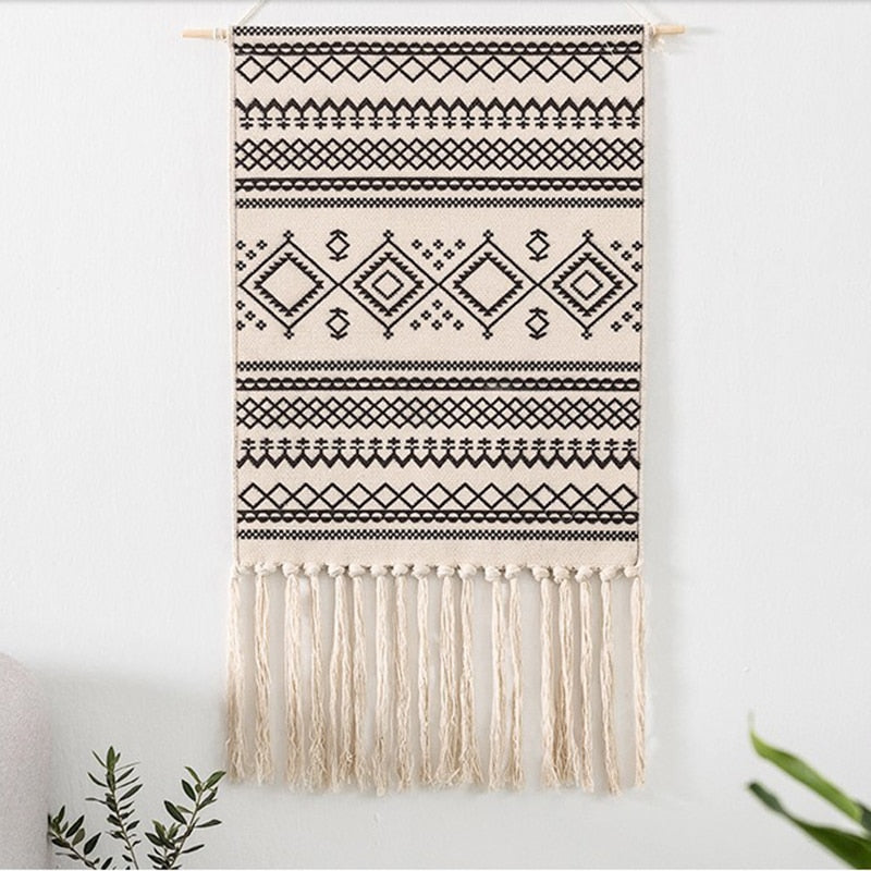 BowLift | Bohemian Wall Tapestry, Macrame Wall Hanging, Home Decoration, Cotton Linen Tassel, Handcrafted, Woven, Geometric Canvas Art, Background Wall Tapestries